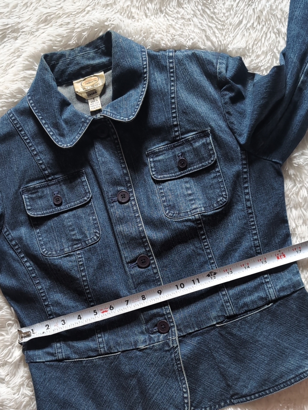 Y2K Vintage Talbots Blue Stretch Denim Princess Seam Jean Jacket 6 Petite - Picture 12 of 13